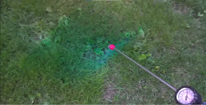 Professional weed control spray application on residential lawn