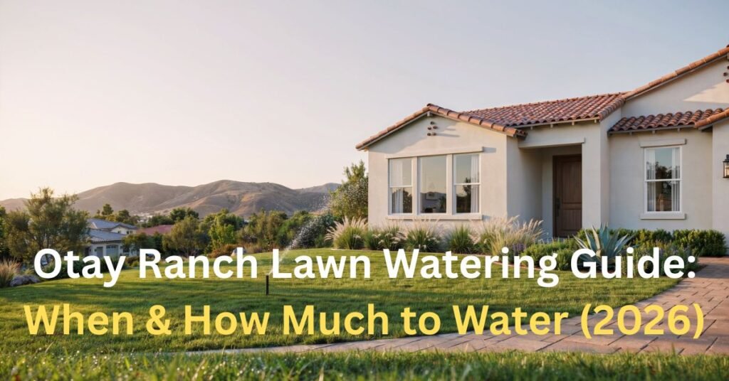 Irrigated Bermuda grass lawn on hillside Otay Ranch Chula Vista property 91913